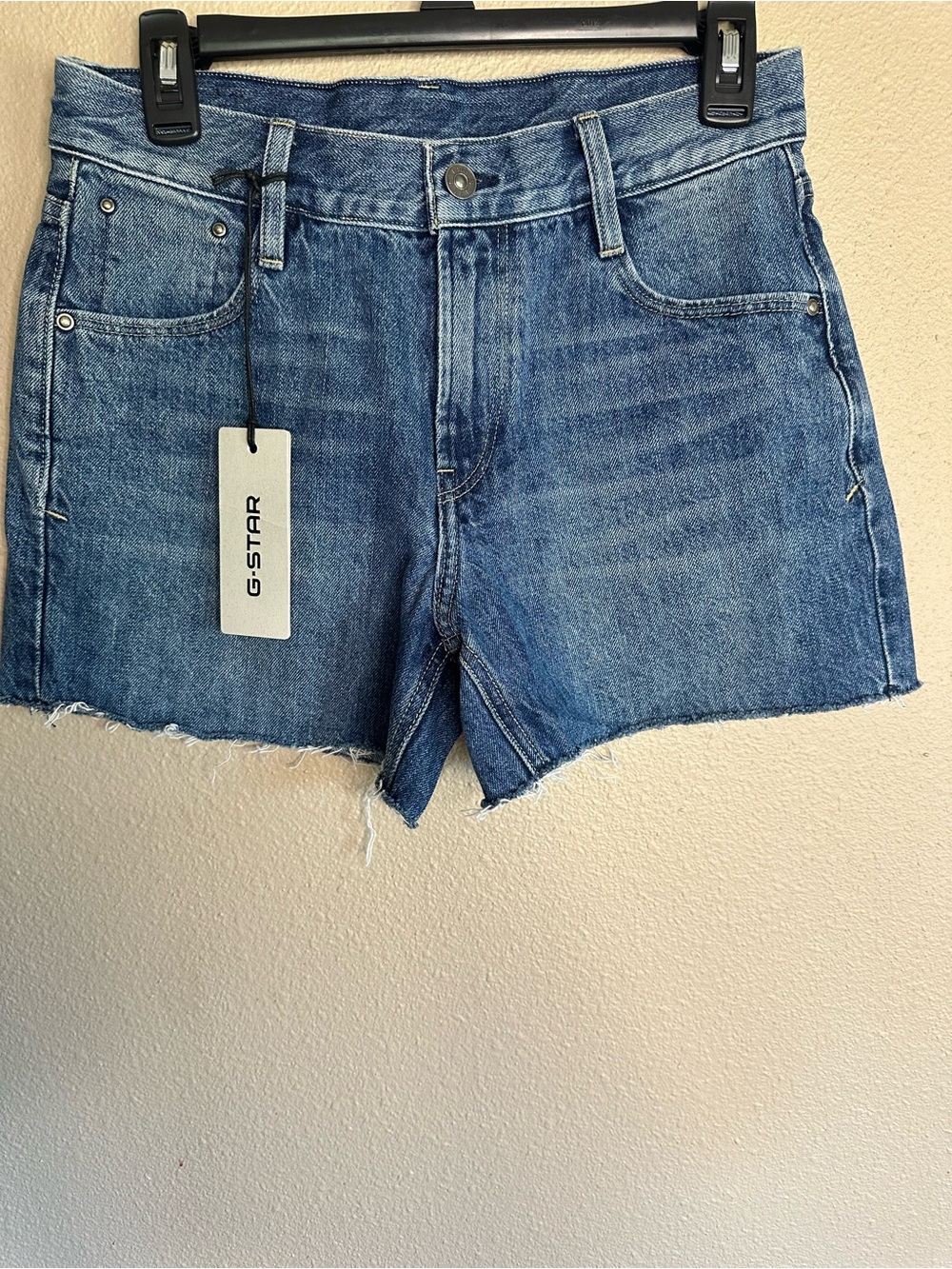 G-STAR Medium Blue Cutoff Denim Shorts